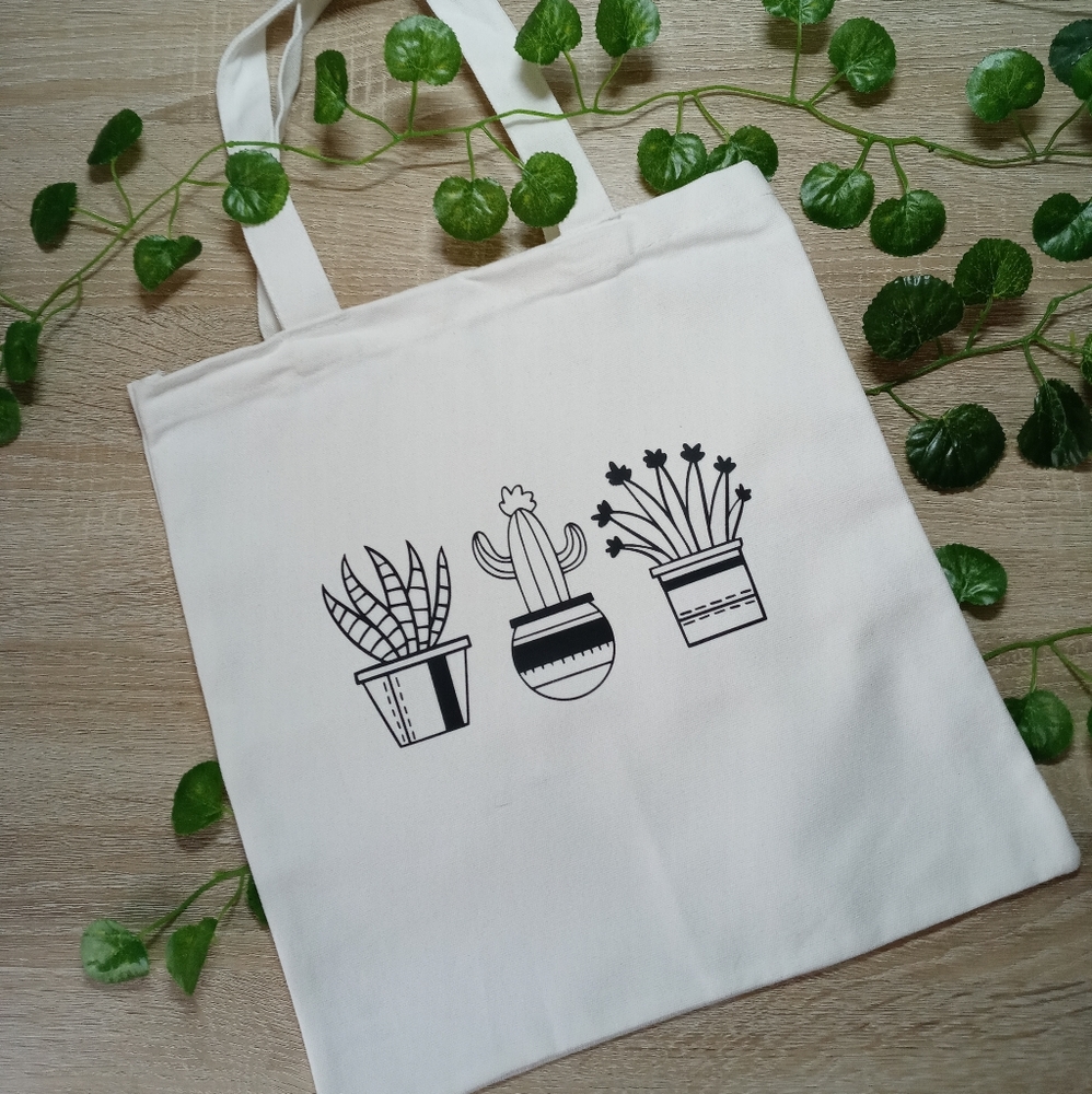 Handmade Reusable Shopping Bag Succulents
